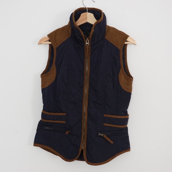 Zara Woman Dark Blue Quilted Outdoors Mounting Vest/Sleeveless Jacket Size S - Picture 1 of 9